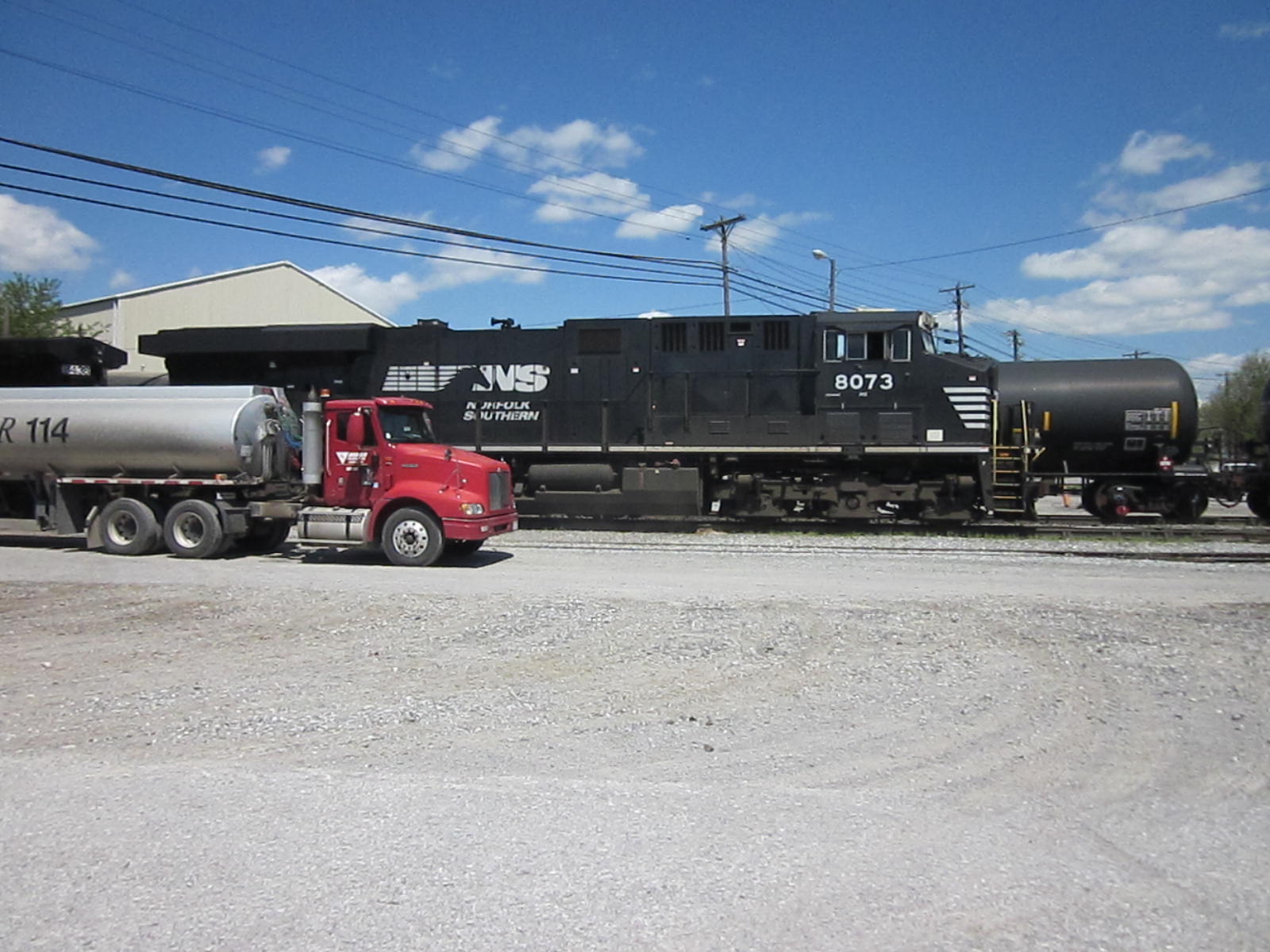 NS 8073 and 8436 are being fueled after arriveing from Indiana with coal.